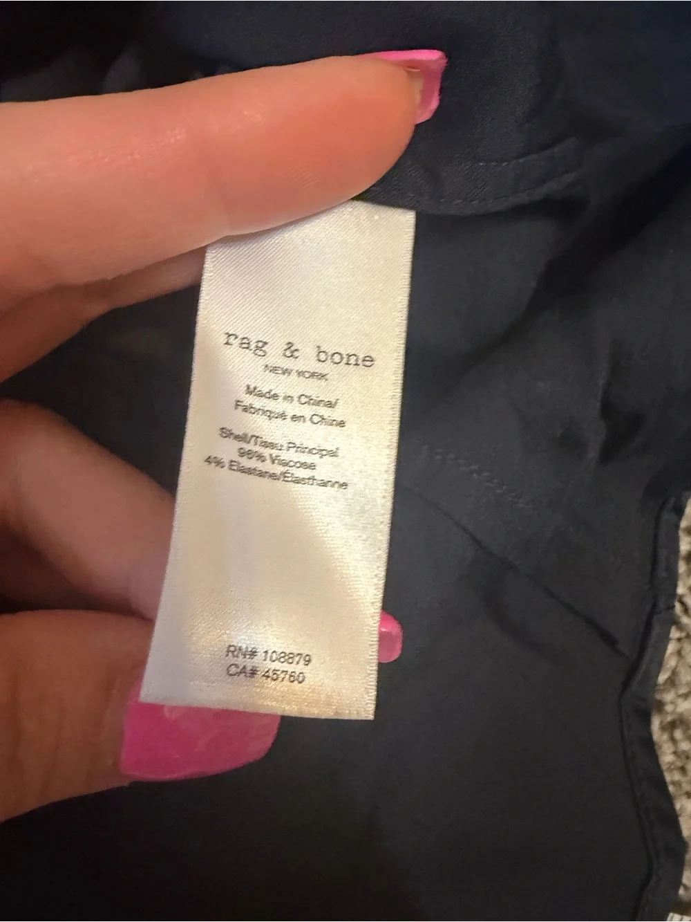 rag & bone navy blue Silk Button Front Shirt M